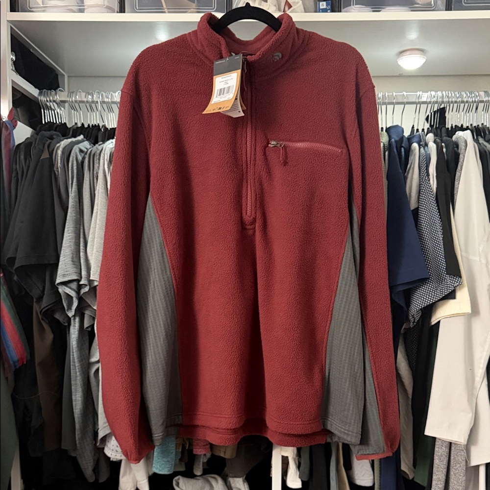 The North Face Men's Burgundy and Charcoal Zip-Up Sweater